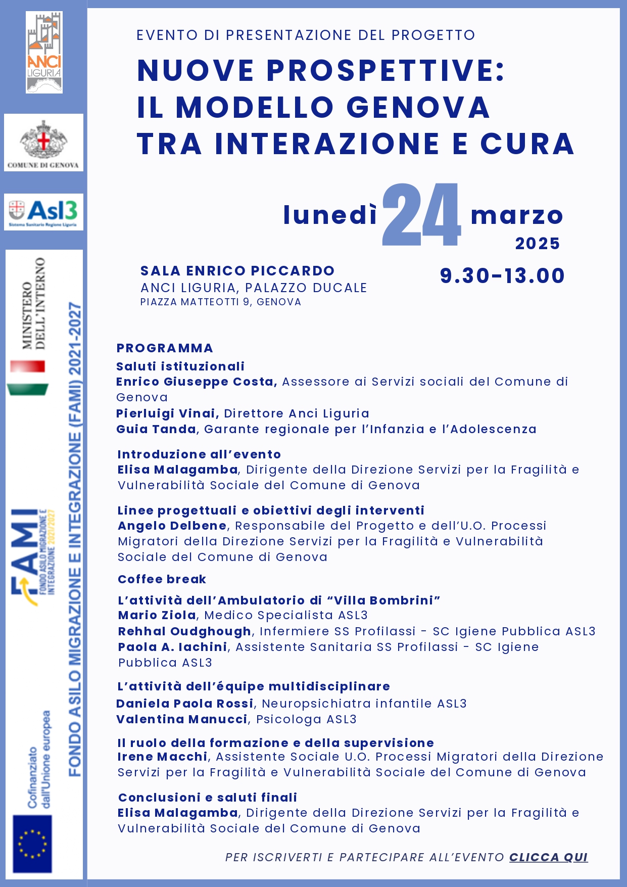 FAMI - Nuove Prospettive: Il Modello Genova tra Interazione e Cura - 24-03-2025 ore 9:30